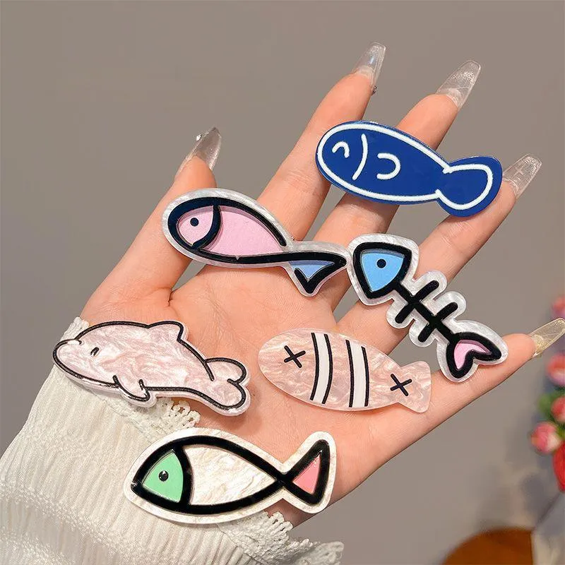 Cute Cartoon Fish Side Hair Clip for Women – Novelty Duckbill Bangs Clip, Fun Creative Flyaway Hair Tamer, Adorable Alligator Clip for Daily Styling